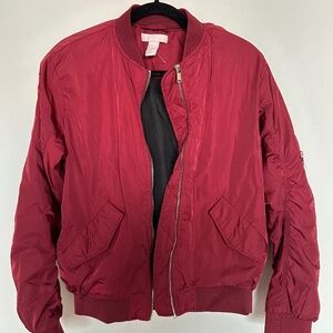 Burgundy H&M satin bomber jacket